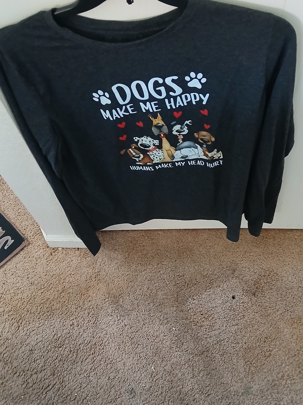 Dogs Make Me Happy Women's Charcoal Sweatshirt - Pet Lover Tee